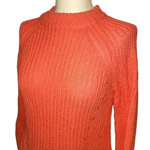 Good Threads Cable Knit Sweater Hot Coral Peach Cotton Woman's Size S JJ3384
